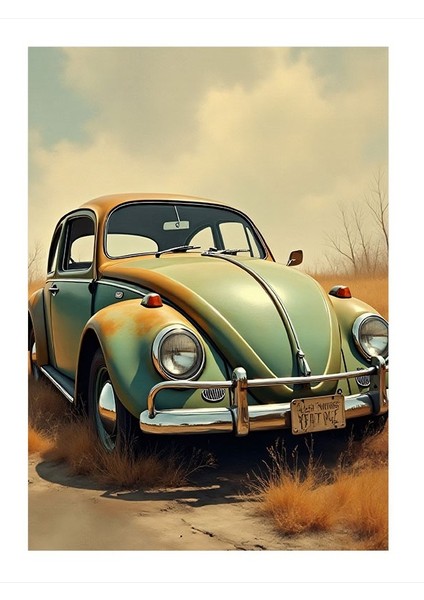 Eski Model Vosvos Model Ahşap Tablo 18CM x 27CM