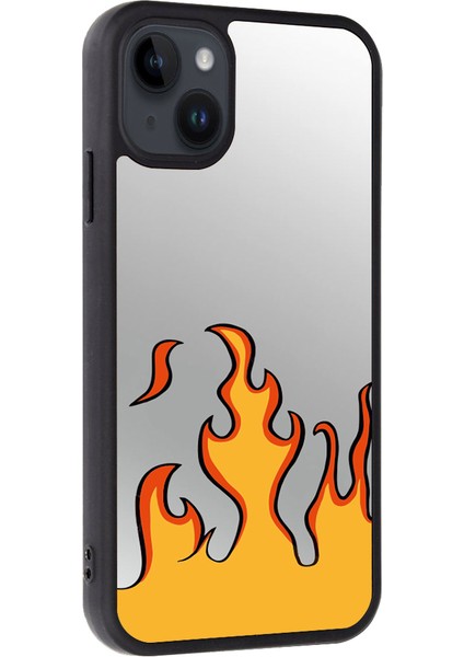 Iphone 14 Pro Max Aynalı Alev Baskılı Telefon Kılıfı