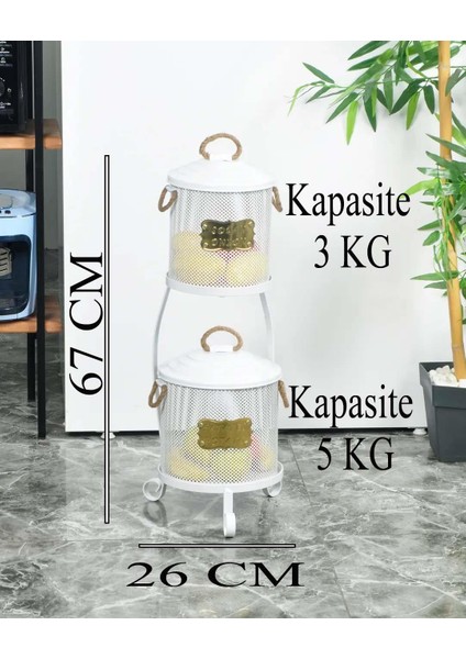 Patates Soğan Kovası 2 Katlı Fileli Beyaz Renk fiyatları