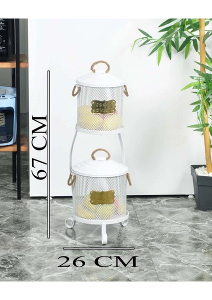 Patates Soğan Kovası 2 Katlı Fileli Beyaz Renk modelleri