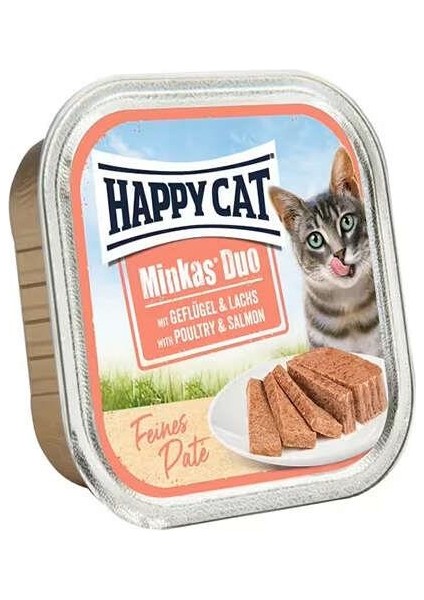 Minkas Duo Tavuk ve Somonlu Yetişkin Kedi Konservesi 100 gr