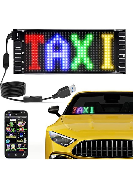 Araç Car LED Ekran Tabelaları Kayan Yazı Kişiselleştirilebilir Uygulama Kontrolü(17-7cm)