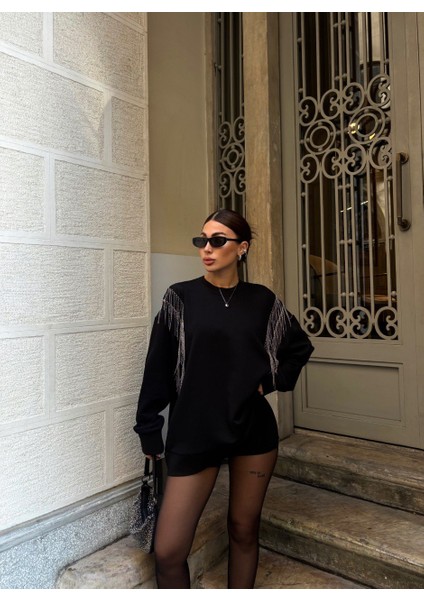 Lymens Fashion Angelina Metalize Sarkaçlı Oversize Sweatshirt - Şıklığın ve Rahatlığın Birleşimi modelleri