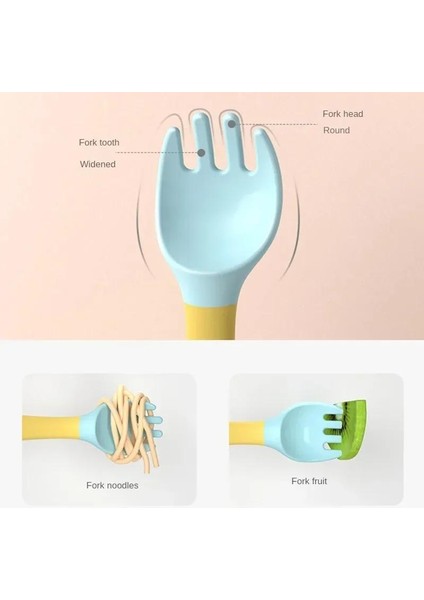 Çocuk Kaşık ve Çatal Seti Yumuşak Bükülebilir Kaşık ve Çatal Seti Sofra Takımı Yürümeye Başlayan Eğitim Besleme Eşyaları (Yurt Dışından)