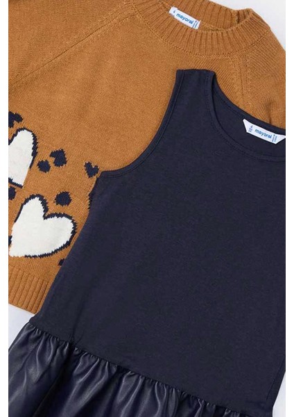 Kız Çocuk Kombin Triko Elbise - Kahverengi fiyatları