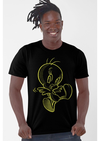 Neşeli Kuş Siyah Erkek Tişört