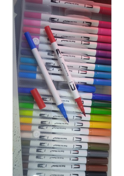 Dual Tıp Brush Pens 24'lü Fineliner Çift Taraflı Kalem modelleri