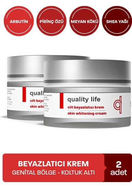 Quality Life 2 Adet Genital Bölge Beyazlatıcı - Koltuk Altı - Cilt Ten - Kararmalar İçin Beyazlaştırıcı Krem Beyazlatma