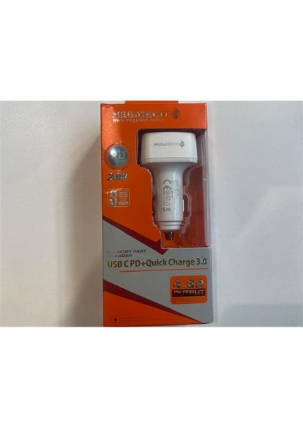 Mtc-05 Beyaz 24W 4.8A 2 USB 1 Pd Araç Çakmaklık Şarj Başlığı Hızlı Şarj