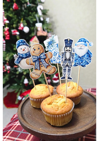 Bleu Blanch Yılbaşı Kürdan Süsleri Yılbaşı Sofrası Süsleri Bleu Blanch Konsept 10LU Paket fiyatları