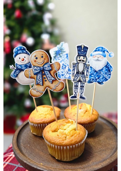 Bleu Blanch Yılbaşı Kürdan Süsleri Yılbaşı Sofrası Süsleri Bleu Blanch Konsept 10LU Paket modelleri