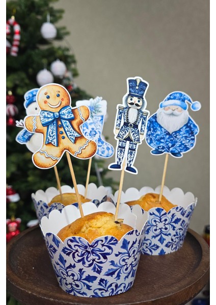 Bleu Blanch Yılbaşı Kürdan Süsleri Yılbaşı Sofrası Süsleri Bleu Blanch Konsept 10LU Paket fırsatları