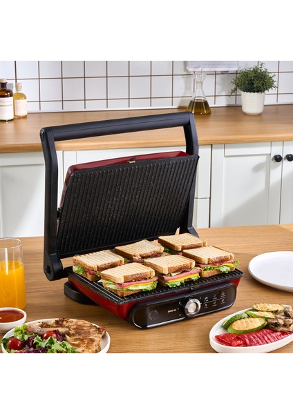 Gastro Grill Pro 2400W Izgara ve Tost Makinesi Kırmızı