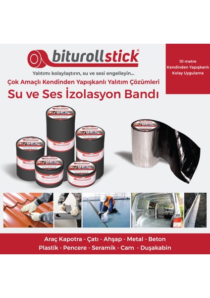 1 mm 15 cm Antrasit 10 mt - Yapışkanlı Su Yalıtımı ve Ses Yalıtım Bandı