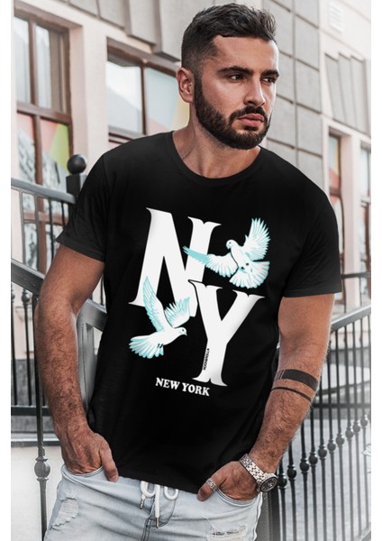 Ny Güvercinleri Siyah Erkek Tişört