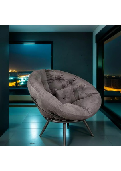 Modern Berjer Tekli Koltuk | Dinlenme & Kitap Okuma Koltuğu | Ergonomik Geniş Oturma Alanlı | Soho - Füme