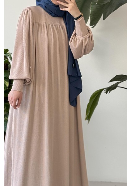 Ece Triko Elbise-Bej