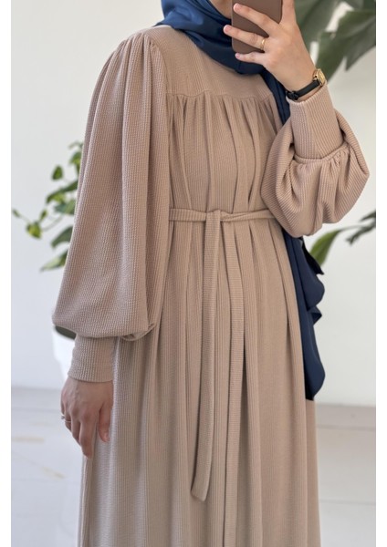 Ece Triko Elbise-Bej modelleri