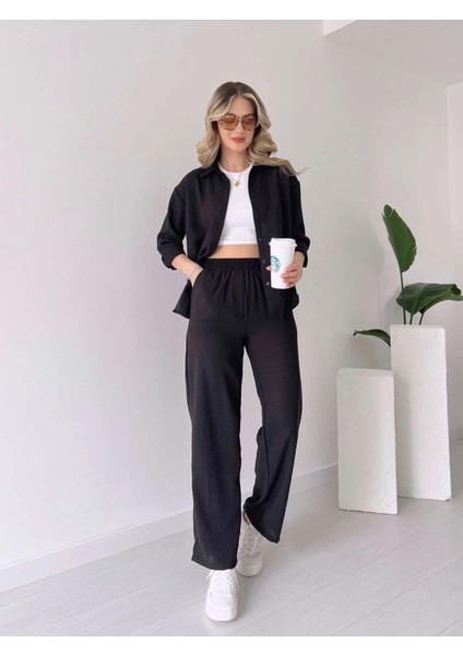 Kadın Keten Takım - Siyah