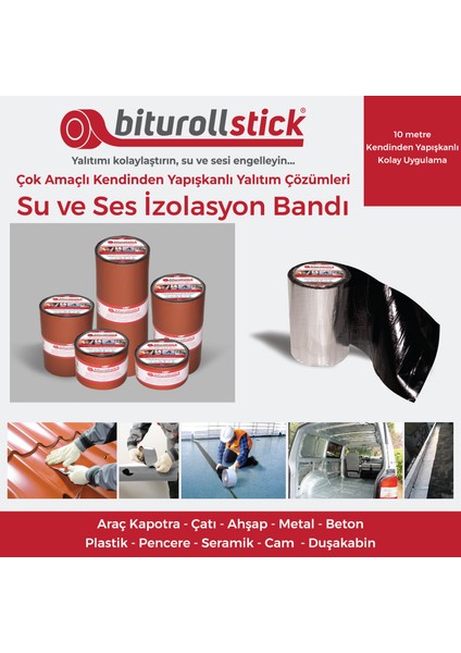 1.5 mm 15 cm Kırmızı 10 mt - Yapışkanlı Su Yalıtımı ve Ses Yalıtım Bandı