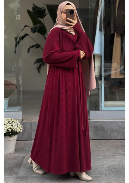 Kuğu Triko Elbise - Bordo