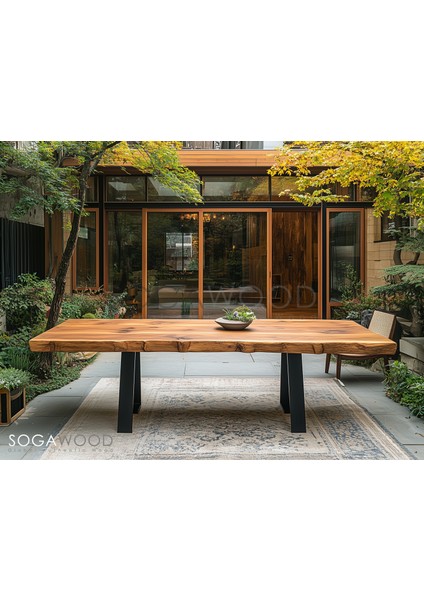 Doğal Masif Ceviz Ahşap Yemek Masası Naturel Kenar fiyatları