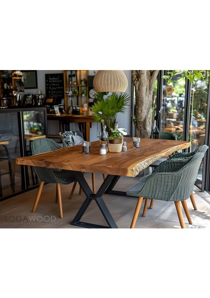 Doğal Masif Ceviz Ahşap Yemek Masası Naturel Kenar modelleri