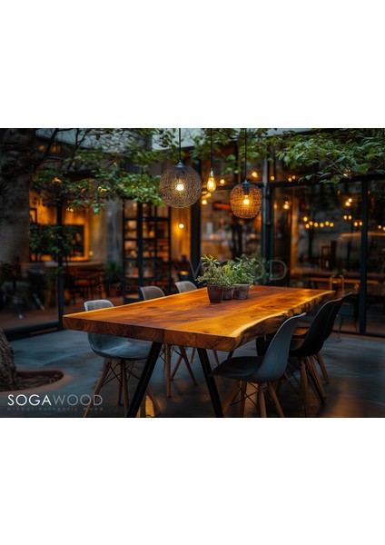 Doğal Masif Ceviz Ahşap Yemek Masası Naturel Kenar fırsatları