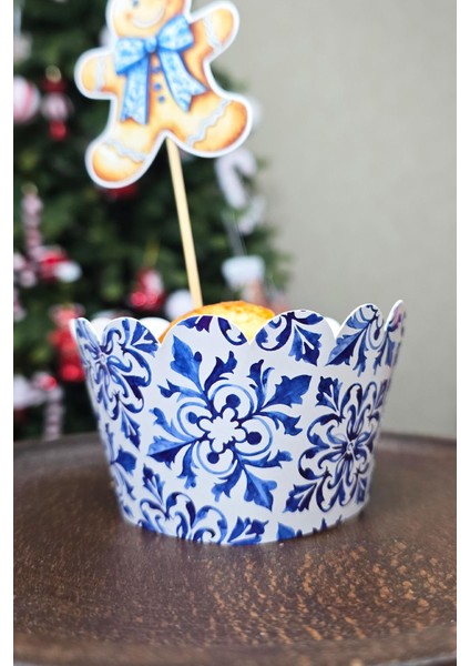 Bleu Blanch Temalı Yılbaşı Cupcake Sargısı 10'lu Paket Yılbaşı Sofra Süsleri fiyatları