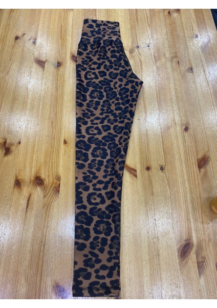 Kahve Leopar Desen Spor Tayt fiyatları