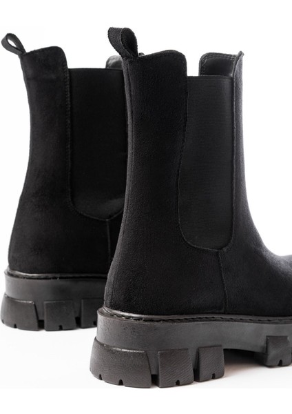 Siyah Süet Yüksek Tabanlı Lastikli Günlük Kadın Bot Bayan Bot fırsatları