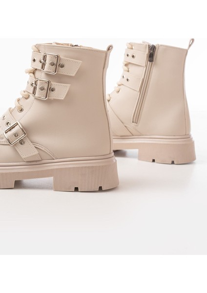 Bej Toka Aksesuarlı Fermuarlı Günlük Kadın Bot Bayan Bot fırsatları