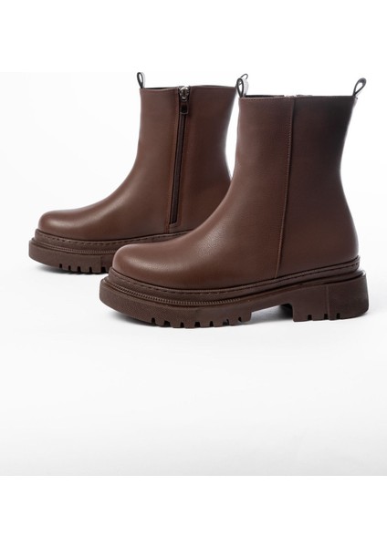 Kahverengi Luna Fermuarlı Günlük Kadın Bot Bayan Bot modelleri