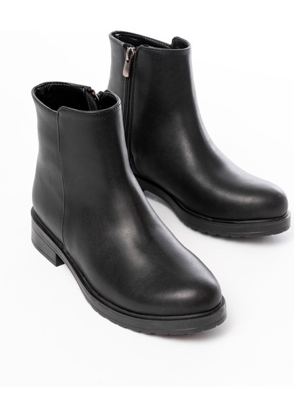 Siyah Fermuarlı Günlük Kadın Bot Bayan Bot