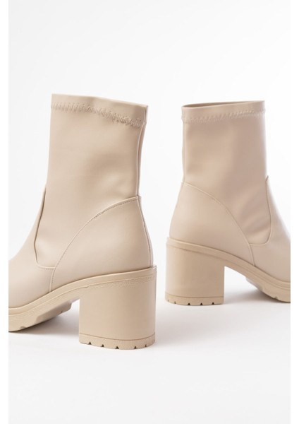 Bej Günlük Kalın Topuklu Kadın Bot Bayan Bot indirimleri