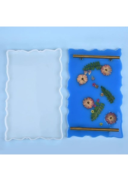 Epoksi Dikdörtgen Dalgalı Tepsi Silikon Kalıbı (19.5 x 32 cm )
