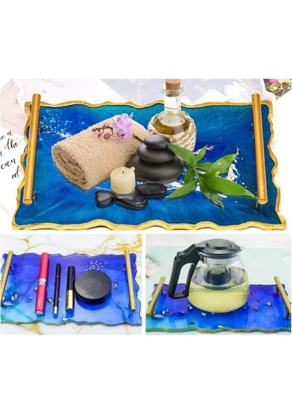 Epoksi Dikdörtgen Dalgalı Tepsi Silikon Kalıbı (19.5 x 32 cm )