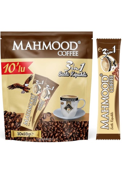 Mahmood Coffee 3’ü 1 Arada Sütlü Köpüklü Kahve 18 gr x 10 Adet