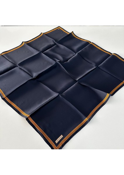 Sura Saf Ipek Lacivert-Gold Eşarp 24-25 Sonbahar Kış Sezonu PKT2804