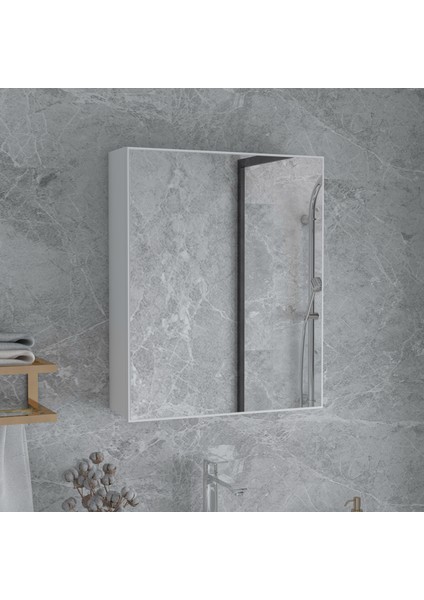 Nossa 60'lık Lavabo Üstü Tek Kapaklı Aynalı Banyo Dolabı, Aynalı Dolap, Çok Amaçlı Dolap