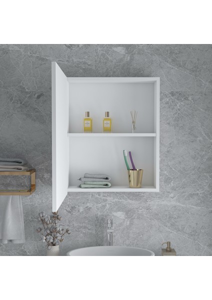 Nossa 60'lık Lavabo Üstü Tek Kapaklı Aynalı Banyo Dolabı, Aynalı Dolap, Çok Amaçlı Dolap