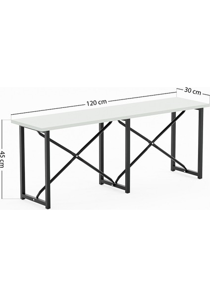 Masa Takımı Bench Bank Masa Seti 120 x 60 Masa Mutfak Masası Yemek Masası Beyaz 1552