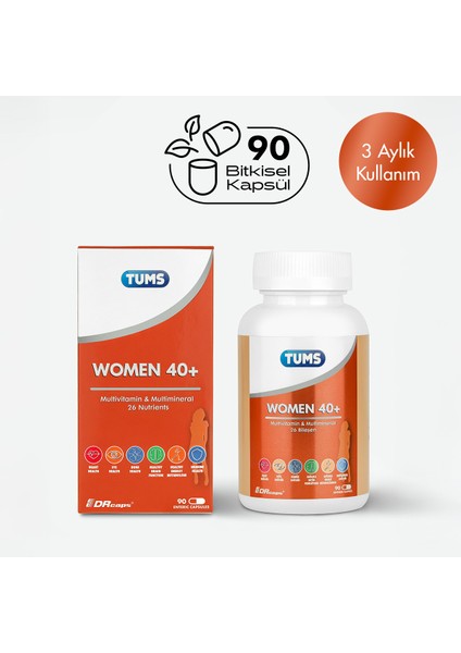 Women 40+ Multivitamin | Vitamin, Mineral, Zeaksantin, Lutein İçeren Takviye Edici Gıda - 90 Enterik Kapsül