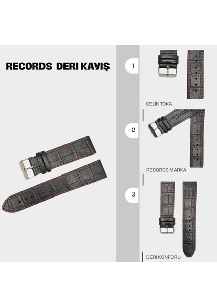RC3004R Records Deri Kayış - Bl-Red - 20MM fiyatları