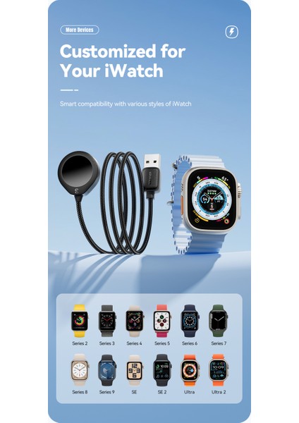 Apple Watch Saat Şarjı CE/FC/RoHS Lisansl Manyetik Kablosuz Şarj Cihazı Apple Watch Serisi 9 8 7 6 5 4 3 2 Ultra/Ultra2/SE/SE2 Hızlı Şarj Orjinal