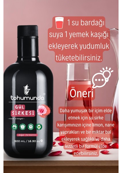 Gül Sirkesi / Rose Vinegar [500 Ml] (KATKISIZ, İÇİLEBİLİR, DOĞAL FERMANTASYON) fırsatları