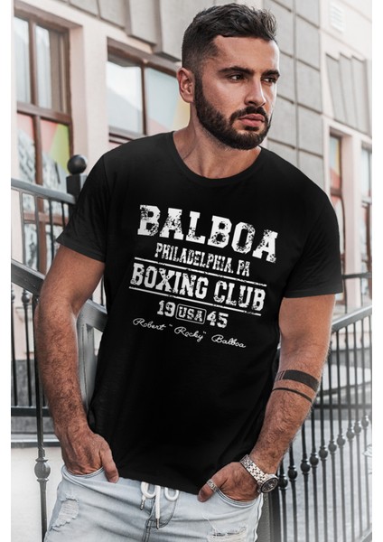 Rocky Balboa Club Siyah Erkek Tshirt