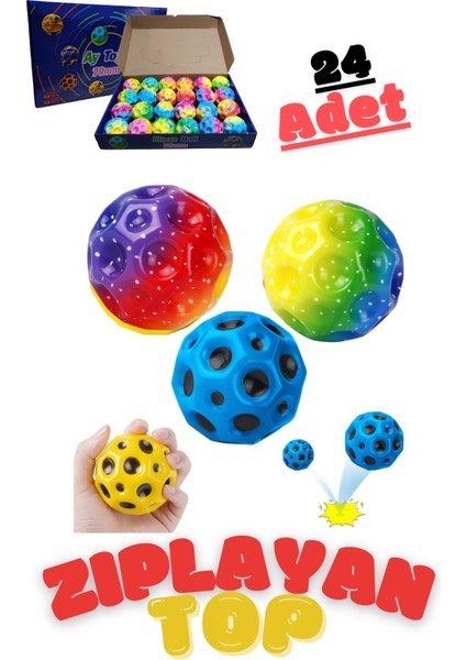 Zıplayan Top 24 Adet Kutulu Çocuk Eğlence Topu Bouncer Ball
