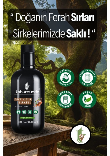 Dört Hırsız Sirkesi [500 Ml] (Katkısız, Doğal Fermente Canlı Sirke)