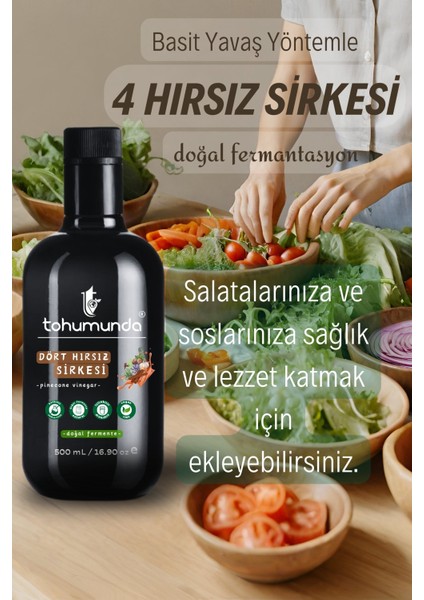 Dört Hırsız Sirkesi [500 Ml] (Katkısız, Doğal Fermente Canlı Sirke)
